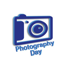 Photography Day Vector Icon – Blue Camera Illustration for World Photography Celebration.