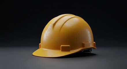 Fototapeta premium Yellow Hard Hat on Dark Background