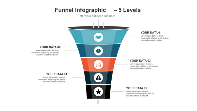 Horizontal Funnel Infographic with 5 Levels
