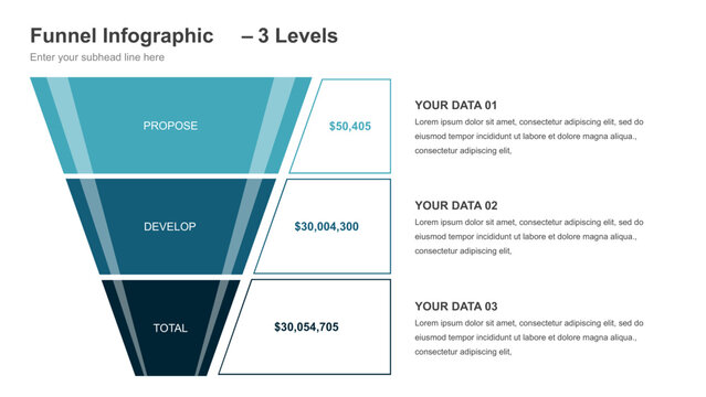 Horizontal Funnel Infographic with 5 Levels