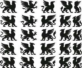 Animal silhouette vector set featuring birds cats dogs and nature inspired designs