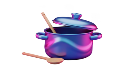 Neon Pot Wooden Spoons Cooking Still Life