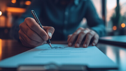Fototapeta premium businessman writing on a document