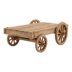 Rustic Wooden Cart on Isolated Transparent Background for Designs