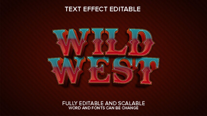 wild west text effect vector editable