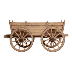 Fototapeta premium Vintage Wooden Cart with Spokes on Transparent Isolated Background