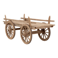 Fototapeta premium Isolated Vintage Wooden Cart with Transparent Background for Stock Use