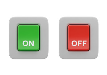 Isolated Green ON and Red OFF Buttons, Control Panel
