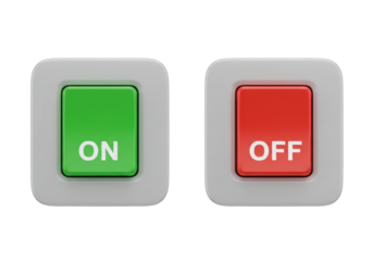Isolated Green ON and Red OFF Buttons, Control Panel