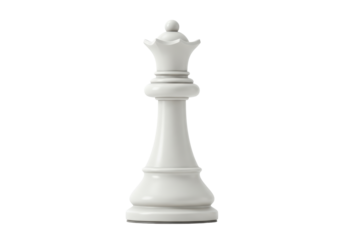 Isolated White Chess Queen Piece, Strategy Game