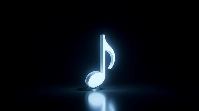 Glowing Eighth Note Music Symbol Animation Neon Light Effects for Music Production and Design Projects