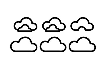Cloud icon set, line art and outline vector icon
