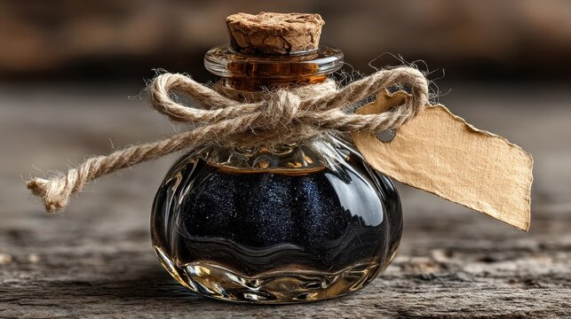 Mysterious Dark Elixir in Antique Bottle