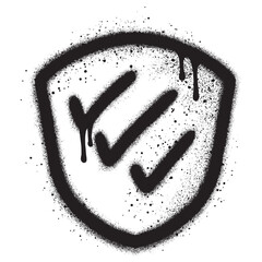 Security shield graffiti with black spray paint.vector illustration.