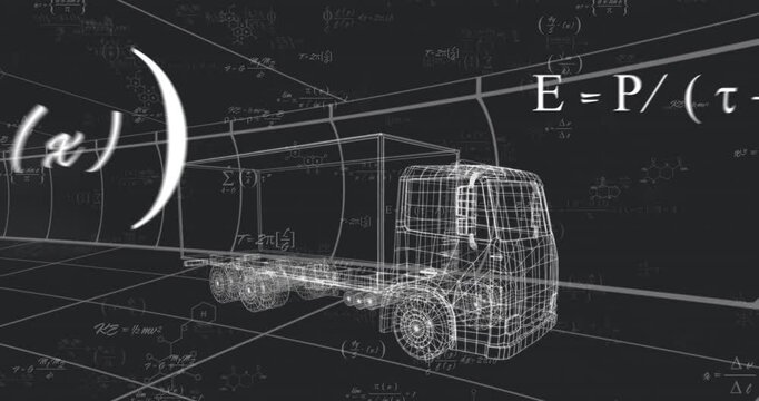 Limit equation appearing triggers wireframe truck showing streaming formulas visualizing data flow