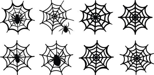 Spiderweb and Spider Silhouette Set