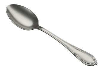 Isolated Antique Silver Teaspoon with Ornate Handle