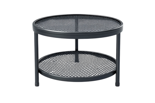 Sleek industrial style side table for minimalist living perfect for small spaces Its two on transparent background