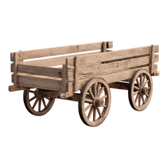 Fototapeta premium Isolated Wooden Cart with Transparent Background for Design Use