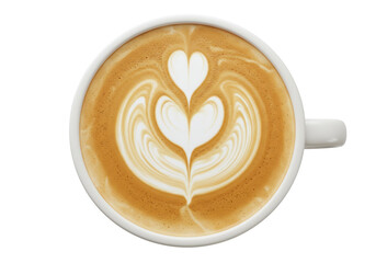 Isolated Top-Down View of Latte Art Heart Design