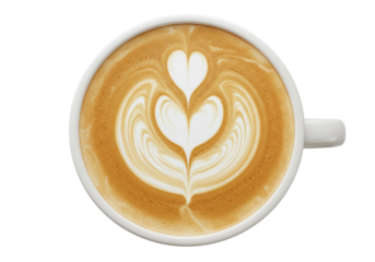 Isolated Top-Down View of Latte Art Heart Design