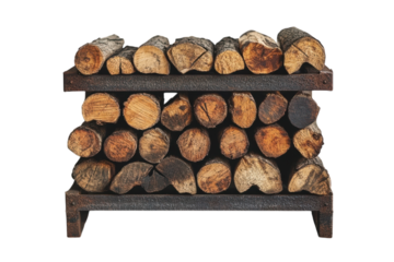 Preparing for cozy winter nights with stacked firewood promising warmth and rustic charm on transparent background