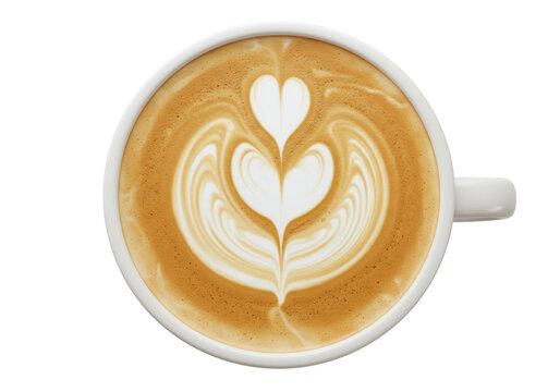 Isolated Top-Down View of Latte Art Heart Design
