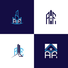 Fototapeta premium AF Real Estate Lettermark Logo Design Set – Modern Architecture and Building Concepts