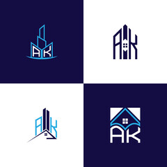 Fototapeta premium AK Real Estate Lettermark Logo Design Set – Modern Architecture and Building Concepts