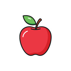 Red Apple Fruit Icon Flat Vector Illustration