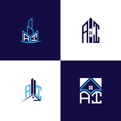 Fototapeta premium AI Real Estate Lettermark Logo Design Set – Modern Architecture and Building Concepts