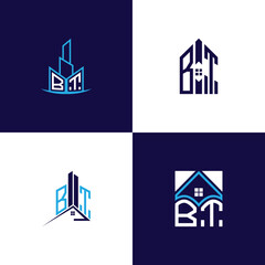 Fototapeta premium BT Real Estate Lettermark Logo Design Set – Modern Architecture and Building Concepts