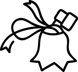 Black Outline Bell with Ribbon and Gift Box present