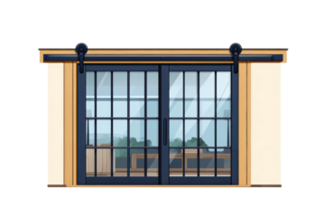 Inviting rustic sliding barn doors offer a seamless transition to nature embodying a serene on transparent background