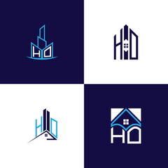 HO Real Estate Lettermark Logo Design Set – Modern Architecture and Building Concepts