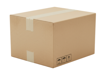Isolated Brown Cardboard Box with Shipping Labels