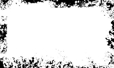 Scratchy frame border. Vector grunge texture background. Black brush edge. Distressed vintage ink element. Old hand drawn grungy grainy sponge frame. Urban bold punk banner bg. Sponge stamp splatter