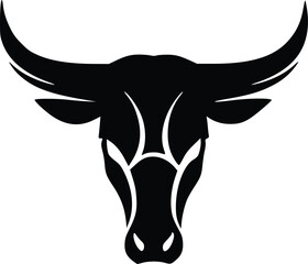 logo bull head buffalo cow abstract simple modern silhouette black logo icon design illustration isolated background