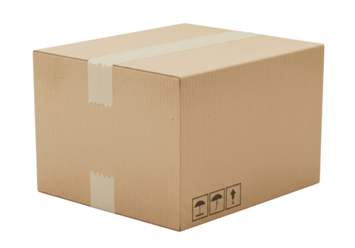 Isolated Brown Cardboard Box with Shipping Labels
