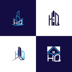 HQ Real Estate Lettermark Logo Design Set – Modern Architecture and Building Concepts