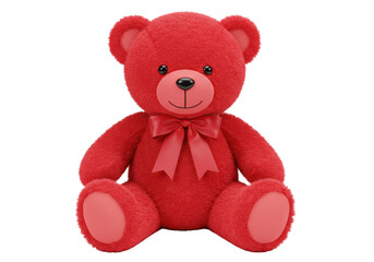 Isolated Soft Red Teddy Bear with Bow