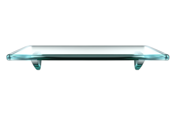 Gleaming pristine glass shelf ready for your cherished possessions displayed with elegance and on transparent background