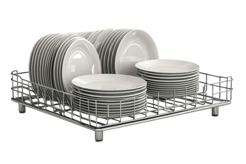 Gleaming pristine white dishes neatly stacked awaiting their next culinary adventure in a on transparent background