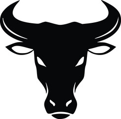 logo bull head buffalo cow abstract simple modern silhouette black logo icon design illustration isolated background