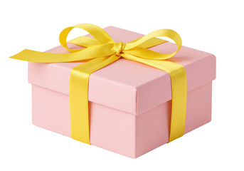 Isolated Small Pink Gift Box with Yellow Ribbon