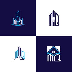 Fototapeta premium MQ Real Estate Lettermark Logo Design Set – Modern Architecture and Building Concepts