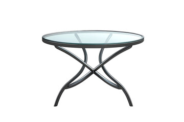 Elegant outdoor glass table where cherished conversations flow during sunny afternoons on a on transparent background