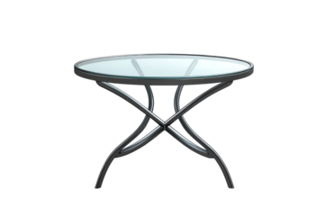 Elegant outdoor glass table where cherished conversations flow during sunny afternoons on a on transparent background
