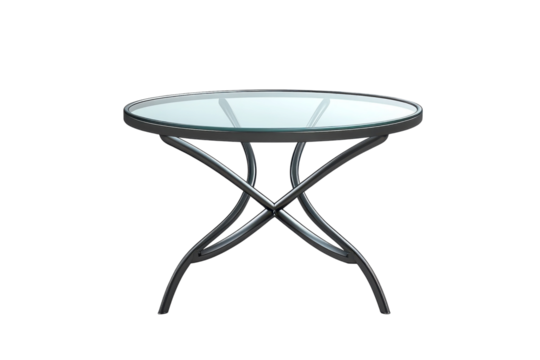Elegant outdoor glass table where cherished conversations flow during sunny afternoons on a on transparent background