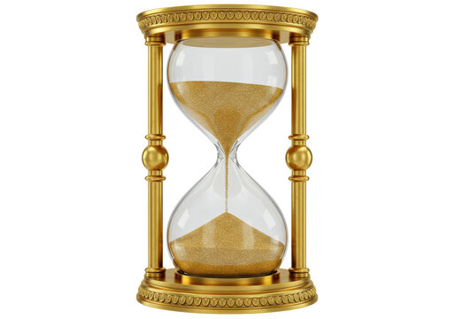 Isolated Golden Hourglass with Flowing Sand for Time - Powered by Adobe
